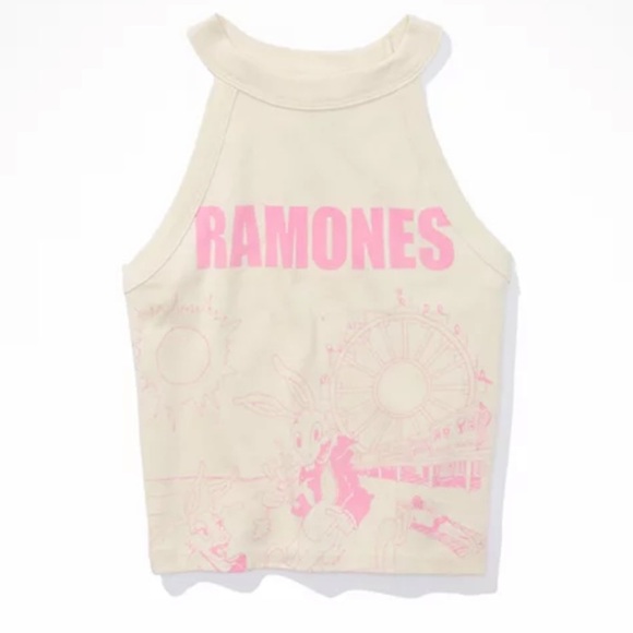 AE Cropped High-Neck Ramones Graphic Tank Top - Picture 5 of 5